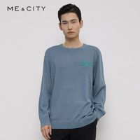 MECITY 绵羊毛MECITY男装2023春季新款韩版港风宽松字母印花针织毛衣男