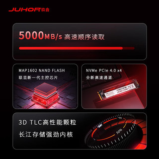 玖合(JUHOR) J5000 SSD固态硬盘 M.2接口(NVMe协议) 2TB PCIe4.0四通道