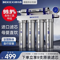 DEKEXI 德克西 净水器家用直饮 厨下式过滤器不锈钢净水机 自行简易安装