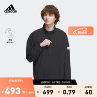 adidas阿迪达斯轻运动男防晒UPF 50+宽松夹克外套IP4951 黑色/白 A/3XL