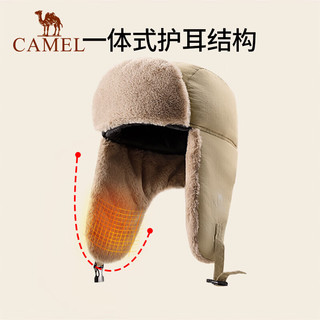 CAMEL 骆驼 户外帽子男女滑雪帽护耳防风雷锋帽冬季棉帽保暖加厚防寒骑车 133CB00010，黑色