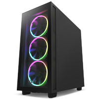 NZXT 恩杰  H7Elite 电竞游戏机箱(支持360水冷/钢化玻璃侧板/预装RGB风扇) 黑色