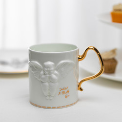 稀奇 藝術《不散場》高度骨瓷杯描金馬克水杯歐式情侶禮物