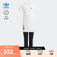 adidas阿迪达斯三叶草女小童儿童可爱卡通运动短袖套装II0853 白/黑色 110CM