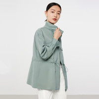 玖姿annakro系列春休闲工装风抽绳简约宽松风衣 3XL 绿色系