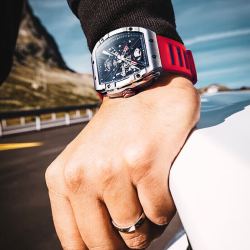 geya 格雅表 格雅(geya)手表男酒桶型全镂空机械品牌男士国表赤焰火星