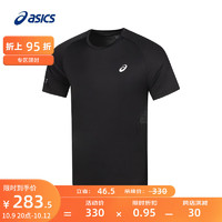 亚瑟士ASICS运动T恤男子跑步短袖舒适反光夜跑运动上衣 2011C974-001 黑色 XXL