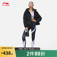 李宁李宁系列女子加绒保暖防泼水运动风衣AFDT652 黑色-2 XL