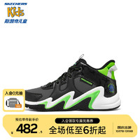 Skechers斯凯奇篮球鞋男童运动鞋冬联名款全革面大童鞋406054L 黑色/柠檬色/BKLM 27.5码