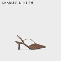 CHARLES&KEITHCK1-60280331女士半宝石链条尖头高跟凉鞋 Brown棕色 37