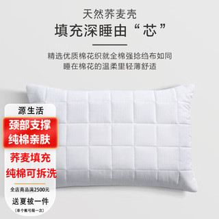 OBXO 源生活 枕芯家纺 全棉荞麦枕 荞麦壳荞麦皮枕头芯 安睡枕约 净重6斤 蓝格 45
