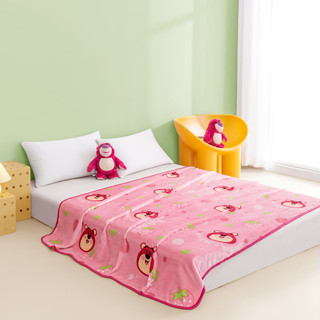 Disney 迪士尼 法兰绒毯子超柔毛毯午睡空调毯婴儿童云毯加厚150x200cm草莓熊