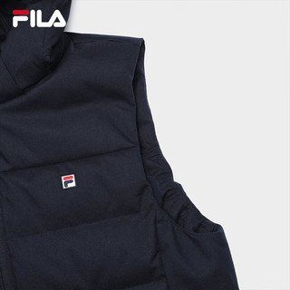 FILA 斐乐男士羽绒马甲2023冬简约时尚基础保暖连帽上衣 传奇蓝-NV 190/108A/XXXL