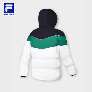 FILA 斐乐男士羽绒服撞色拼接网球运动连帽上衣 玉石白-WT 175/96A/L