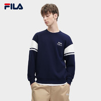 FILA 斐乐男士针织套头衫休闲拼接舒适圆领卫衣 深默蓝-DB 170/92A/M