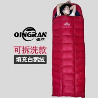 清然 QINGRAN） 羽绒睡袋户外成人可拆洗鹅绒露营旅行冬季加厚防寒零下30度午休 可拆洗700g绒藏青1个