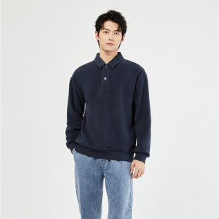 GIORDANO 佐丹奴 男士长袖POLO衫 01013787 海军蓝 L