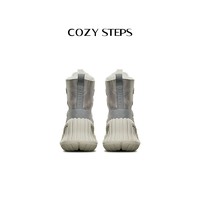COZY STEPS 可至冬季新款真皮圆头厚底时装靴系带中筒雪地靴8094