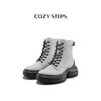 COZY STEPS 可至冬季新款休闲舒适靴子厚底圆头中筒系带马丁靴7152