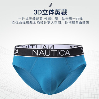 Nautica Underwear男士内裤舒适弹力无感印三角内裤 黑色+电光蓝+深湖蓝 185