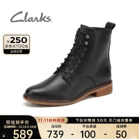 Clarks 其乐 女鞋Clarkdale Lace英伦复古马丁靴短靴女 黑色261558314