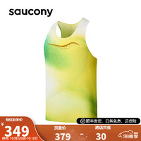 saucony 索康尼 跑步背心男夏季新款透气速 干旗舰亲肤运动比赛男子背心 炫彩黄绿色-PR22 XL(180/100A)