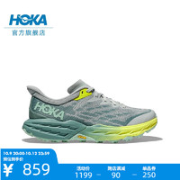 HOKA ONE ONE男女鞋飞速羚羊5越野跑步鞋Speedgoat5网面减震透气 水星灰/灰绿-女 43/275mm