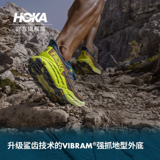 HOKA ONE ONE男女鞋飞速羚羊5越野跑步鞋Speedgoat5网面减震透气 石蓝色/暗柠黄-男（宽版） 46/295mm