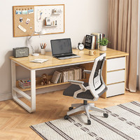 普派 电脑桌台式家用书桌 桌椅组合 橡木色100cm+转椅