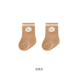 英氏儿童袜子男女宝宝可爱地板防滑袜冬 坚果杏 7.5cm