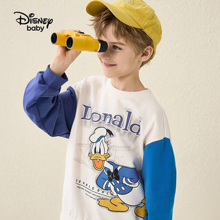 迪士尼（DISNEY）童装儿童男童圆领针织卫衣撞色卡通打底上衣DB331EE02紫蓝100