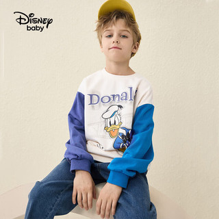 迪士尼（DISNEY）童装儿童男童圆领针织卫衣撞色卡通打底上衣DB331EE02紫蓝100
