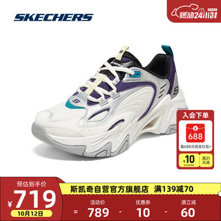 SKECHERS 斯凯奇 女士复古时尚百搭慢跑鞋896261 白色/多彩色/WMLT 35