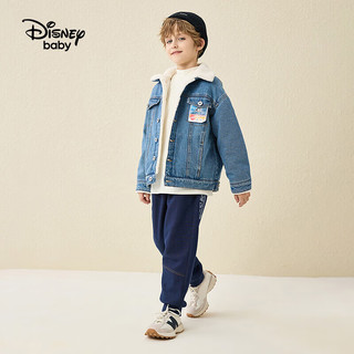 迪士尼（DISNEY）童装儿童男童加绒牛仔棉服时尚保暖外套23冬DB341JE03蓝150