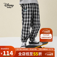 迪士尼（Disney）童装儿童男童黑白格长裤运动束脚中大童裤子DB331ME19格120