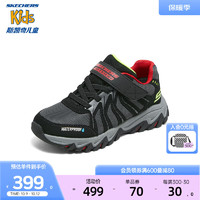 SKECHERS 斯凯奇 男大童运动鞋2023强抓地防水户外休闲鞋儿童鞋406392L 黑色/红色/BKRD 34码