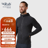 Rab 睿坡 男士Nexus修身连帽抓绒衣开衫夹克外套 QFF-70 黑色 L