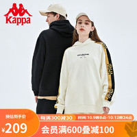 Kappa 卡帕 经典串标套头帽衫新款情侣男女运动卫衣秋薄绒休闲外套 羊脂白-0111 M