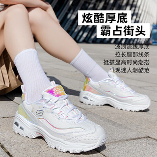 SKECHERS 斯凯奇 女鞋 秋镭射熊猫鞋厚底增高耐磨透气运动鞋轻便休闲鞋 149142-WHT 5/35/220