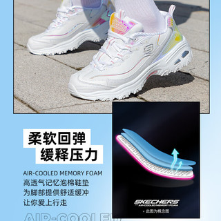 SKECHERS 斯凯奇 女鞋 秋镭射熊猫鞋厚底增高耐磨透气运动鞋轻便休闲鞋 149142-WHT 5/35/220