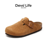 Devo LifeDevo软木鞋包头半拖鞋男鞋穆勒鞋法式 3724 黄棕色反绒皮 42