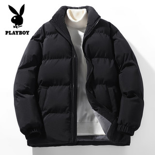 PLAYBOY 花花公子 情侣同款棉服男女冬季新款加绒加厚时尚潮流保暖棉衣ZC 黑色 XL