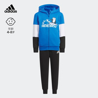 adidas阿迪达斯轻运动男小童儿童冬季运动长袖套装IN5220 空军蓝/白/黑色/白 110CM
