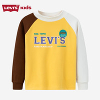 Levi's李维斯童装儿童长袖T恤男女童半高领打底衫鸳鸯袖上衣 太阳黄色 150/72(M)