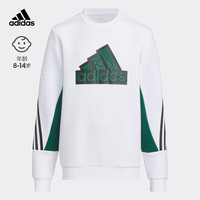 adidas阿迪达斯轻运动男大童冬季运动圆领套头卫衣IY5024 白/黑色 128CM