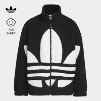 adidas 阿迪达斯 三叶草男大童冬季仿羊羔绒运动夹克外套IX4371 黑色/汉玉白 164CM