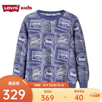 Levi's李维斯童装男童复古满印卫衣休闲纯棉上衣 中蓝 160/76(L)