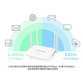 D-Link 友讯 DIR-823X 双频3000M 家用千兆无线路由器 Wi-Fi 6 白色 单个装