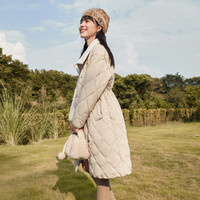 Semir 森马 棉服女长款拼接仿羊羔绒冬季气质宽松薄外套