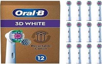 Oral-B 欧乐-B Pro 3D 电动牙刷头，X 形刷毛和独特的抛光杯用于牙齿美白和去除表面污渍，12 个，白色
